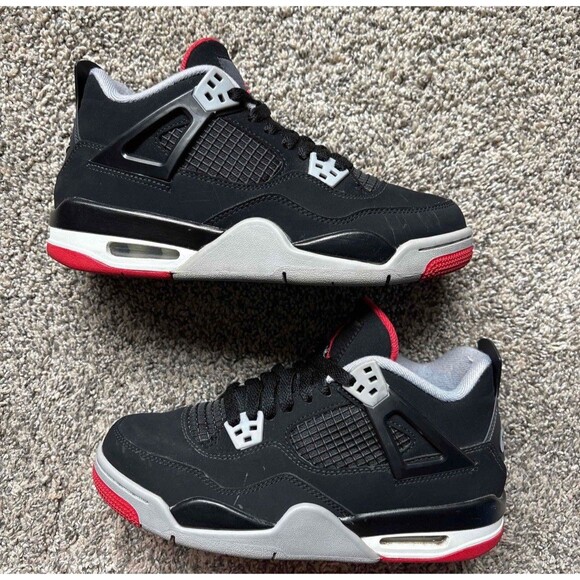 Nike Air Jordan 4 Retro Bred 2019 Size 6.5 Youth (Size 8 Woman's) - Picture 1 of 8